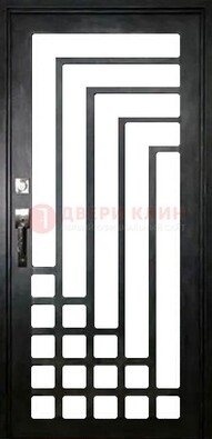 Черная стальная решетчатая дверь в современном стиле ДР-43 в Воскресенске