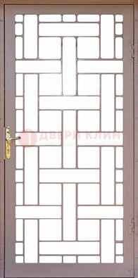 Коричневая металлическая решетчатая дверь для дома ДР-47 в Воскресенске