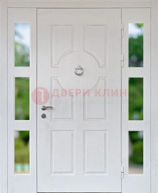 Белая стальная дверь со стеклом и фрамугами ДС-20 в Воскресенске