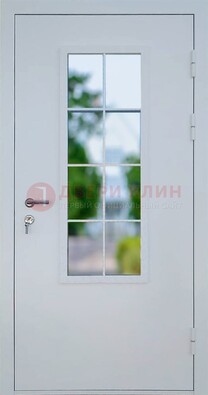 Белая железная дверь порошок со стеклом ДС-31 в Воскресенске