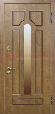 Коричневая железная дверь со стеклом ДС-4 в коттедж в Воскресенске