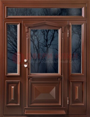 Коричневая металлическая дверь со стеклом ДС-67 в Воскресенске
