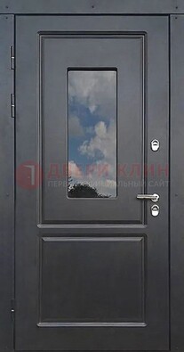 Чёрная металлическая дверь со стеклом ДС-77 в Воскресенске
