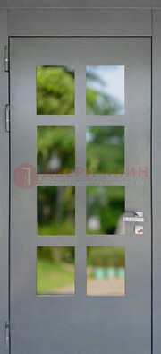 Серая металлическая дверь со стеклом ДС-78 в Воскресенске