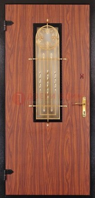 Дополнительная дверь со стеклом и золотой ковкой ДСК-16 в Воскресенске