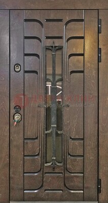 Современная стальная дверь со стеклом и ковкой ДСК-193 в Воскресенске