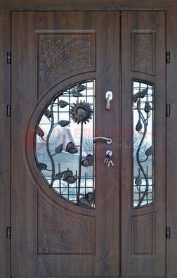 Входная дверь стекло с ковкой и резьбой ДСК-202 в Воскресенске