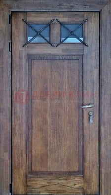 Металлическая дверь с Виноритом со стеклом и ковкой под старину ДСК-209 в Воскресенске