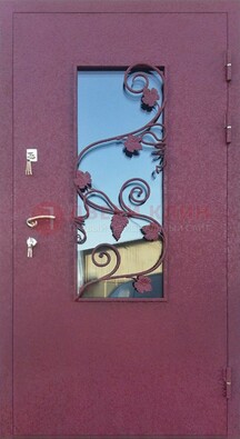 Железная дверь Порошок со стеклом и ковкой лозы ДСК-220 в Воскресенске