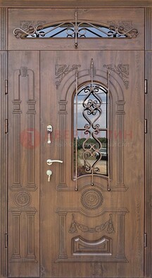 Распашная стальная дверь Винорит со стеклом и ковкой ДСК-232 в Воскресенске
