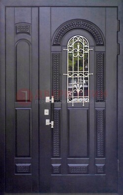 Входная дверь Винорит со стеклом и ковкой с узором ДСК-270 в Воскресенске