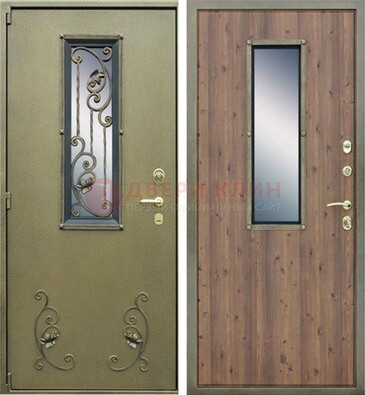 Офисная железная дверь со стеклом и ковкой ДСК-44 в Воскресенске