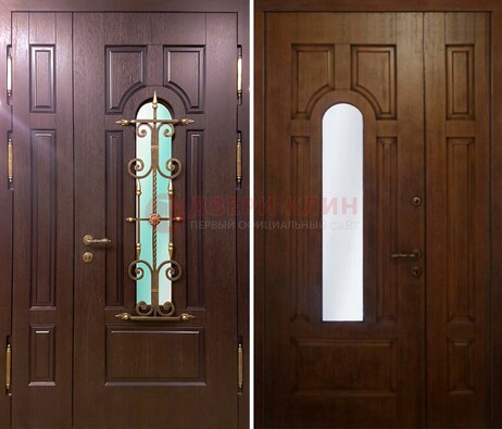 Железная дверь со стеклом и ковкой ДСК-73 в каркасный дом в Воскресенске