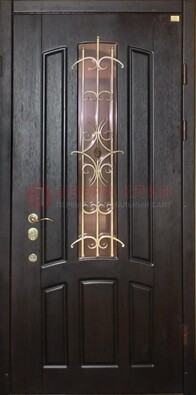 Металлическая дверь со стеклом и ковкой ДСК-79 для загородного дома в Воскресенске