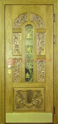 Металлическая дверь со стеклом и ковкой ДСК-90 в гостиницу в Воскресенске