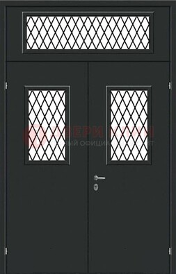 Черная железная тамбурная дверь с декоративными вставками ДТМ-16 в Воскресенске