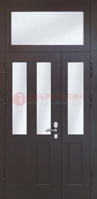 Черная тамбурная дверь со стеклянными вставками ДТМ-38 в Воскресенске
