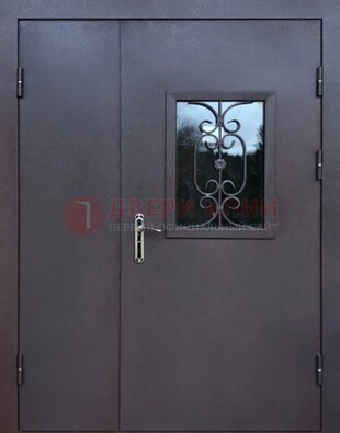 Тамбурная дверь Порошок со стеклом и ковкой ДТМ-48 в Воскресенске