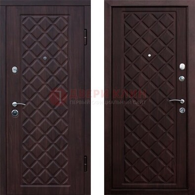 Коричневая металлическая дверь с МДФ с двух сторон ДМ-1555 в Воскресенске