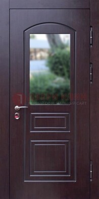 Темная железная дверь с виноритом и стеклом ДВТ-162 в Воскресенске