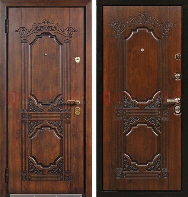 Коричневая железная дверь с виноритом и узором ДВТ-211 в Воскресенске