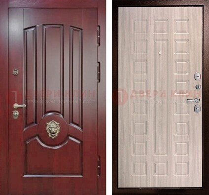 Темно-красная входная дверь с виноритом ДВТ-234 в Воскресенске