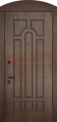 Коричневая стальная дверь с виноритом в форме арки ДВТ-237 в Воскресенске