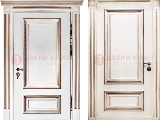 Белая металическая дверь с виноритом для дома ДВТ-239 в Воскресенске