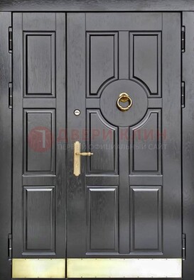 Черная металическая дверь с виноритом для дома ДВТ-241 в Воскресенске