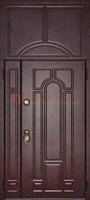 Коричневая железная дверь с виноритом и верхней фрамугой ДВТ-243 в Воскресенске