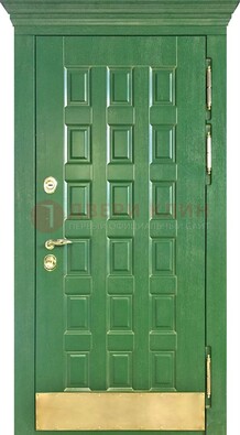 Входная зеленая дверь с виноритом для коттеджа ДВТ-249 в Воскресенске