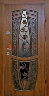 Уличная стальная дверь с виноритом и светлой МДФ ДВТ-89 в Воскресенске