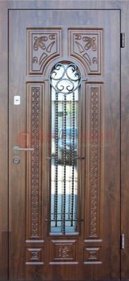 Входная стальная дверь с виноритом и светлой панелью внутри ДВТ-97 в Воскресенске