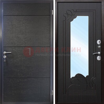 Темная Железная дверь c виноритом и МДФ с зеркалом ДЗ-119 в Воскресенске