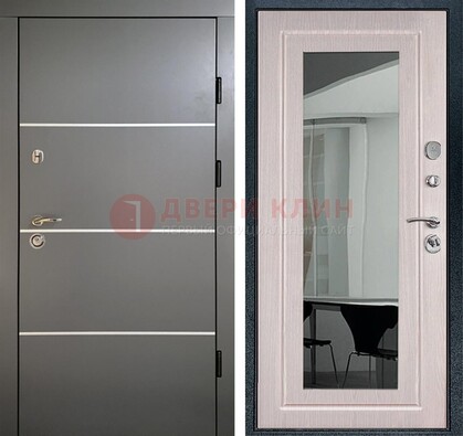 Черная металлическая дверь с зеркалом ДЗ-12 в Воскресенске