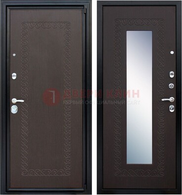 Темная стальная дверь с зеркалом ДЗ-20 в Воскресенске