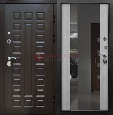 Коричневая металлическая дверь с зеркалом ДЗ-22 в Воскресенске