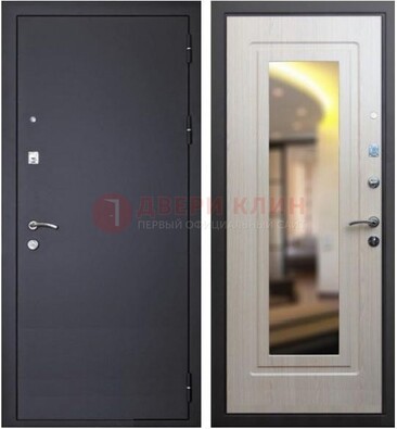 Черная металлическая дверь с зеркалом ДЗ-26 в Воскресенске