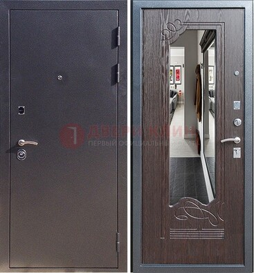 Черная входная дверь с зеркалом МДФ внутри ДЗ-29 в Воскресенске