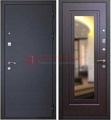Черная железная дверь с зеркалом ДЗ-30 в Воскресенске