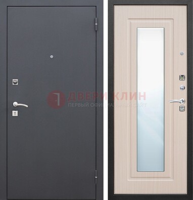 Черная входная дверь с зеркалом МДФ внутри ДЗ-31 в Воскресенске