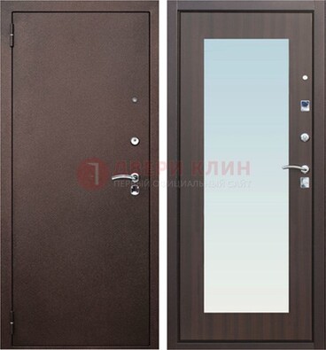 Коричневая входная дверь с зеркалом МДФ внутри ДЗ-40 в Воскресенске