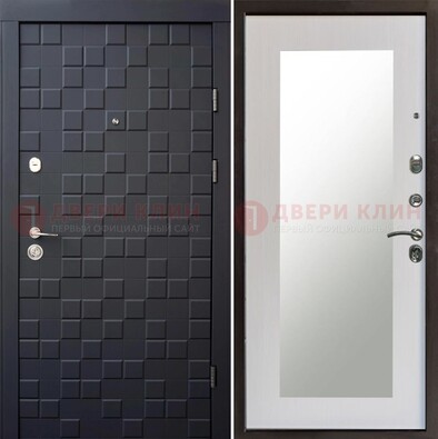 Черная стальная дверь МДФ и зеркалом ДЗ-50 в Воскресенске