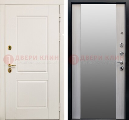 Белая стальная дверь с большим зеркалом ДЗ-73 в Воскресенске