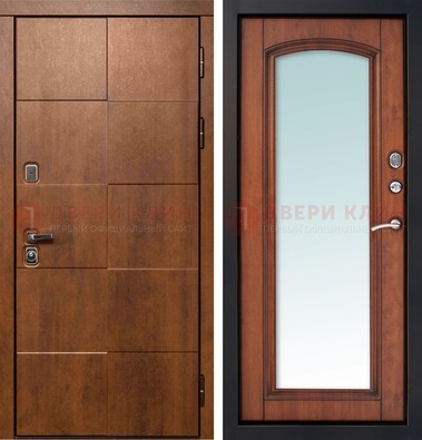 Белая филенчатая дверь с фрезерованной МДФ и зеркалом ДЗ-81 в Воскресенске