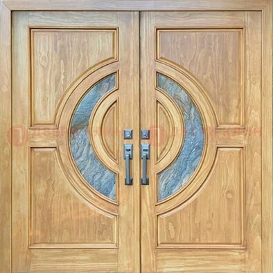 Двухстворчатая металлическая дверь с витражом ВЖ-11 в Воскресенске