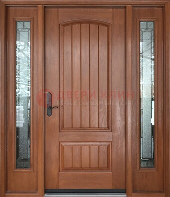 Стальная дверь с массивом дуба и витражом для дома ВЖ-17 в Воскресенске