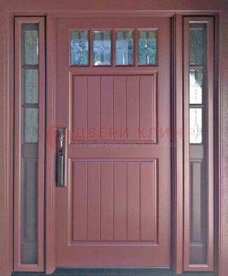 Входная дверь с массивом с фрамугами и витражом ВЖ-19 в Воскресенске